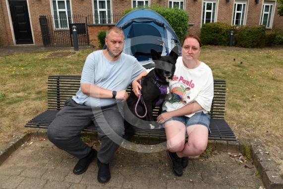 James and Carrie Flower are homeless, and they’re currently living in a tent outside Maidenhead Town Hall... with Sapphire 2 yrs 