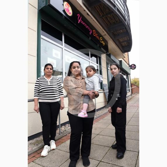 Yummy Bites Cafe, Maidenhead The café has just been opened by Jasmeen Kaur L-R Aanchal T, Jasmeen Kaur, Aman Sidhu