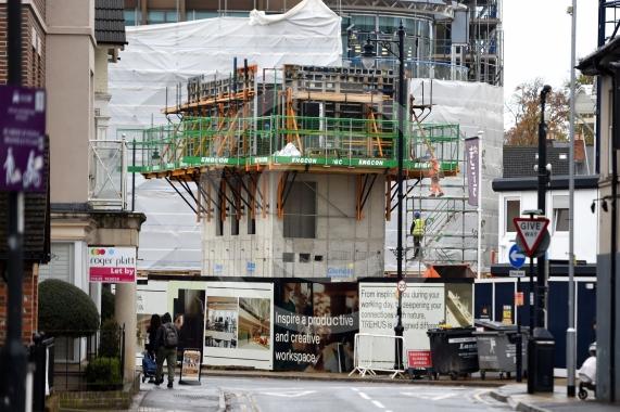 Trehus office building, One Maidenhead development, Queen Street, MaidenheadWork is progressing on the timber office building on the corner of Queen Street and King Street, Maidenhead