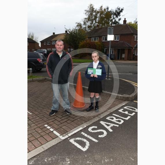 Matt Cottrell is irate with the police because they tried to get his disabled daughter’s parking bay removed. Hare Shoots, Maidenhead, SL62SE