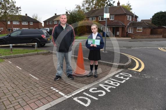 Matt Cottrell is irate with the police because they tried to get his disabled daughter’s parking bay removed. Hare Shoots, Maidenhead, SL62SE