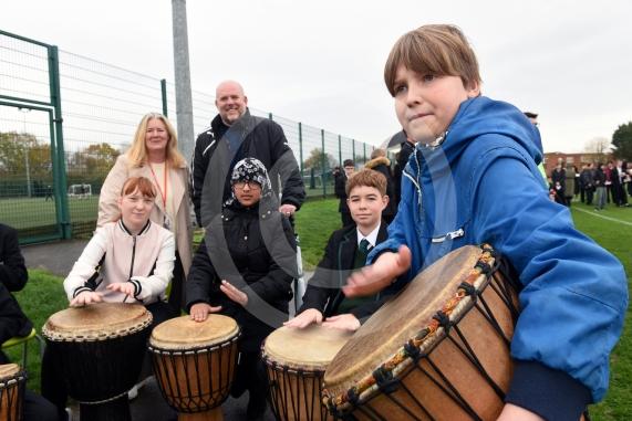 Anti-Bullying Week at Cox Green School who are partnering with Manor Green and Lowbrook primary schoolStudents from Manor Green and Cox Green are drumming to show their power against bullying’.Supported by Headteacher for Manor Green, Helen Hannam and Headteacher for Cox Green, Danny EdwardsCox Green School, Highfield Lane, Maidenhead 