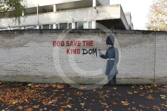 New graffiti on wall at Ward Royal Estate, Charles Street, WindsorPossible Banksy12.11.25 and 13.11.25
