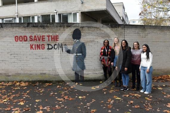 New graffiti on wall at Ward Royal Estate, Charles Street, WindsorPossible Banksy12.11.25 and 13.11.25