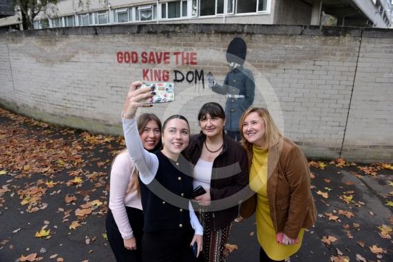 New graffiti on wall at Ward Royal Estate, Charles Street, WindsorPossible BanksyStaff from IHG offices overlooking graffiti12.11.25 and 13.11.25