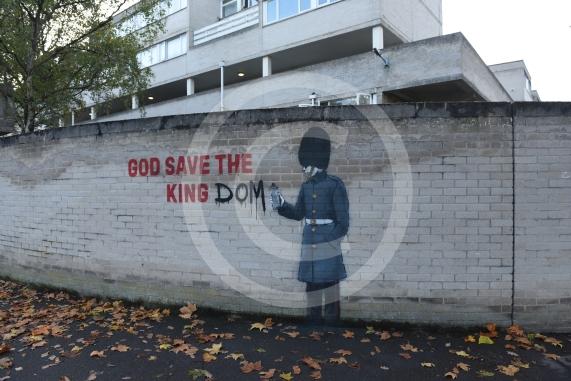 New graffiti on wall at Ward Royal Estate, Charles Street, WindsorPossible Banksy12.11.25 and 13.11.25