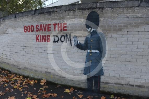 New graffiti on wall at Ward Royal Estate, Charles Street, WindsorPossible Banksy12.11.25 and 13.11.25