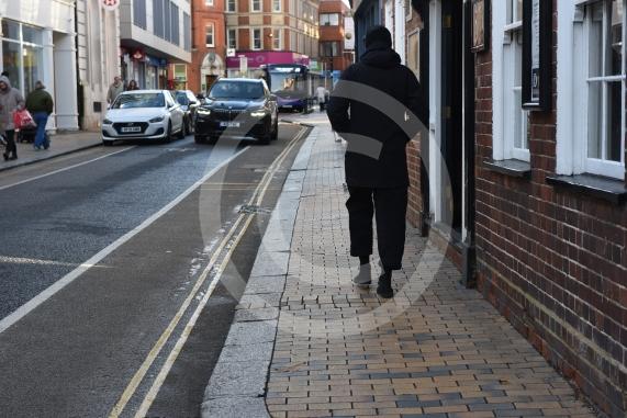 Maidenhead High Street (Looking down the road between junction with Queen St and St Ives Rd)People were complaining about the pavements in the town centre, particularly the narrow and undulating pavements