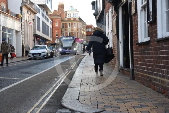 Maidenhead High Street (Looking down the road between junction with Queen St and St Ives Rd)People were complaining about the pavements in the town centre, particularly the narrow and undulating pavements