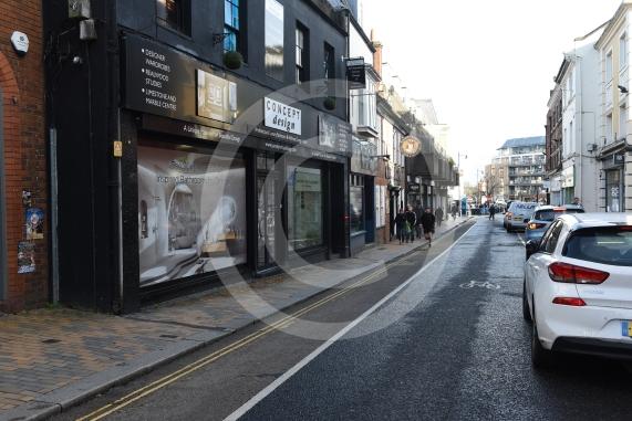 Maidenhead High Street (Looking down the road between junction with Queen St and St Ives Rd)People were complaining about the pavements in the town centre, particularly the narrow and undulating pavements