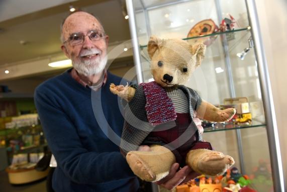 Maidenhead Heritage Centre.Photo of their new exhibition- Toys of Yesteryear that is launching on Friday. Richard Poad with his teddy bear
