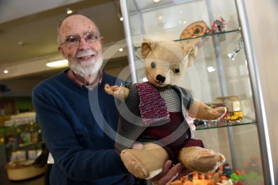 Maidenhead Heritage Centre.Photo of their new exhibition- Toys of Yesteryear that is launching on Friday. Richard Poad with his teddy bear