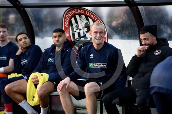 Maidenhead Utd V Hornchurch Ryan Peters first match in charge1-0 goal celebration