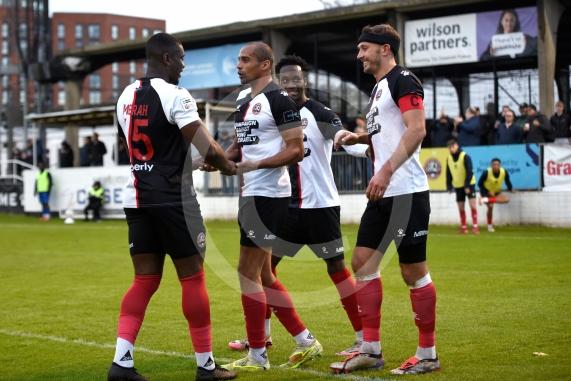 Maidenhead Utd V Hornchurch Ryan Peters first match in charge1-0 goal celebration
