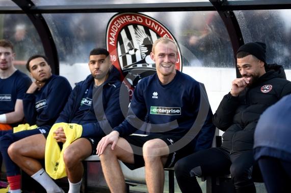 Maidenhead Utd V Hornchurch Ryan Peters first match in charge1-0 goal celebration