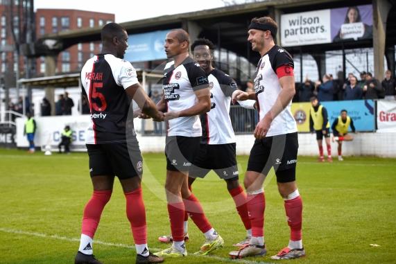 Maidenhead Utd V Hornchurch Ryan Peters first match in charge1-0 goal celebration