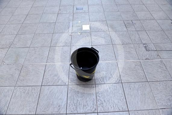 Buckets for leaks, Nicholsons Centre, Maidenhead