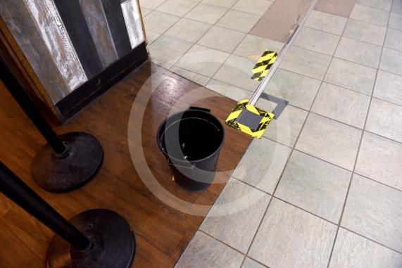 Buckets for leaks, Nicholsons Centre, Maidenhead