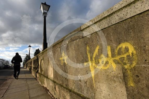Maidenhead BridgeYellow Grafitti on the bridge