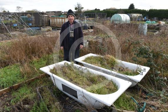 Byran Staples at the Breadcroft Road Allotments. He's concerned that the allotment space is being left to fall into disrepair despite the waiting list. Breadcroft Road, Maidenhead