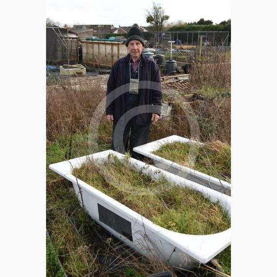 Byran Staples at the Breadcroft Road Allotments. He's concerned that the allotment space is being left to fall into disrepair despite the waiting list. Breadcroft Road, Maidenhead