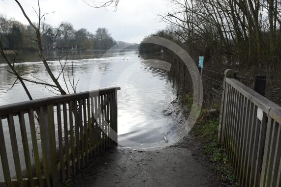 Flooded Higginson Park in  Marlow