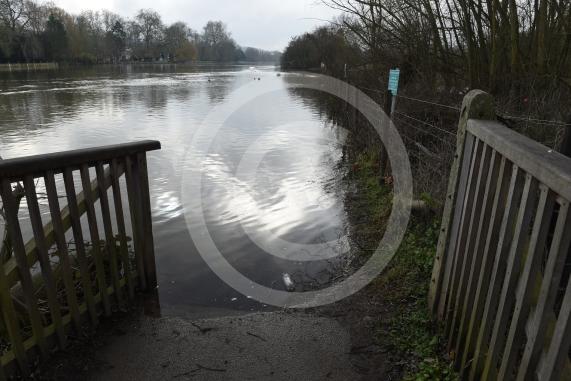 Flooded Higginson Park in  Marlow