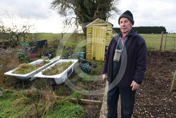 Byran Staples at the Breadcroft Road Allotments. He's concerned that the allotment space is being left to fall into disrepair despite the waiting list. Breadcroft Road, Maidenhead