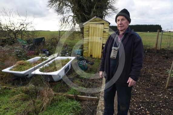 Byran Staples at the Breadcroft Road Allotments. He's concerned that the allotment space is being left to fall into disrepair despite the waiting list. Breadcroft Road, Maidenhead