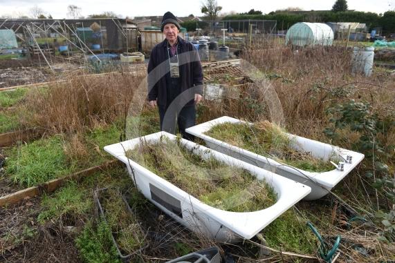 Byran Staples at the Breadcroft Road Allotments. He's concerned that the allotment space is being left to fall into disrepair despite the waiting list. Breadcroft Road, Maidenhead