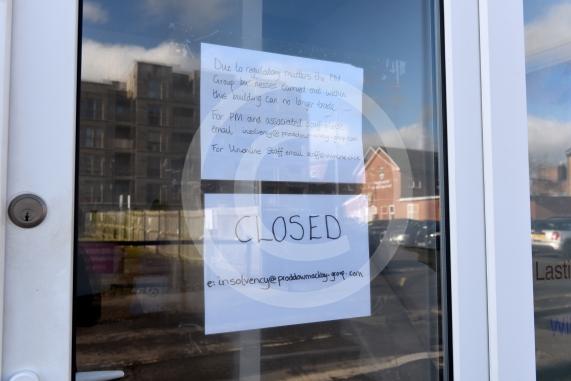 Outside Proddow and Mackay solicitors,  Grove Road, MaidenheadThe law firm has a notice on the door stating that it is closed. Robert and Kim were trying to complete on their property through this firm. 