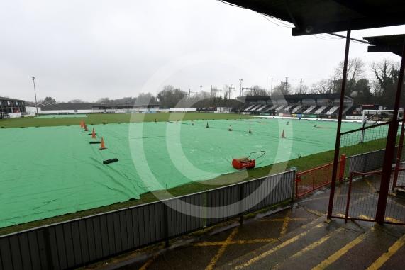 MUFC pitch covered to protect from further rain. Maidenhead Football Club, York Road, Maidenhead
