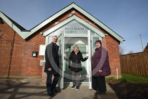Braywood Memorial Hall, Fifield Road, Fifield was damaged after a car smashed into it last year. Committee members L-R David Burroughs, Barbara Frame, Catherine Martin