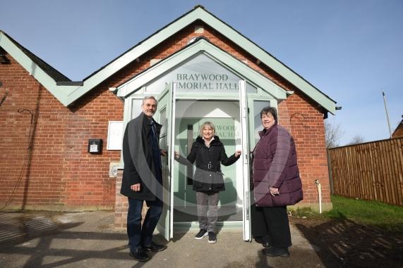 Braywood Memorial Hall, Fifield Road, Fifield was damaged after a car smashed into it last year. Committee members L-R David Burroughs, Barbara Frame, Catherine Martin