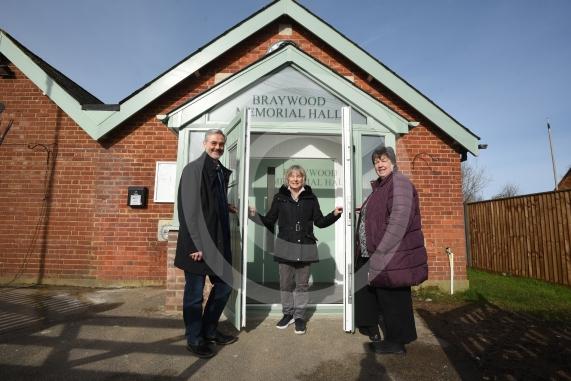 Braywood Memorial Hall, Fifield Road, Fifield was damaged after a car smashed into it last year. Committee members L-R David Burroughs, Barbara Frame, Catherine Martin