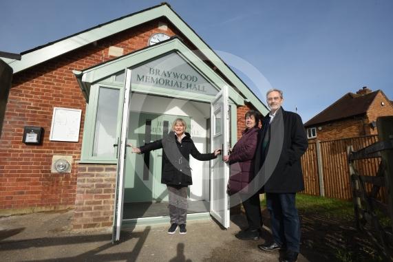 Braywood Memorial Hall, Fifield Road, Fifield was damaged after a car smashed into it last year. Committee members L-R Barbara Frame, Catherine Martin, David Burroughs
