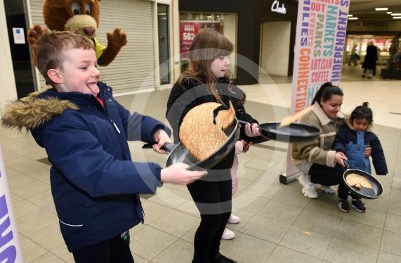 Nicholsons Centre,  MaidenheadPancake Day, Shrove Tuesday&lsquo;Flip the Pancake &ndash; get a prize!&rsquo;Arthur Norris-Shailes 9, Thalia Beltran 10