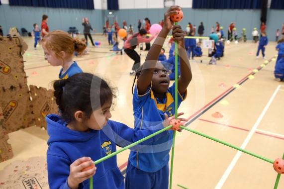 Government 60 active minutes scheme.Active 60 Festival for 5 to 7 yr olds were organised & delivered by Ascot & Maidenhead School Sport Partnership. Braywick Leisure Centre sports hall, MaidenheadSt Mary's School