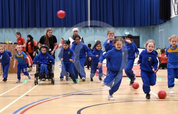 Government 60 active minutes scheme.Active 60 Festival for 5 to 7 yr olds were organised & delivered by Ascot & Maidenhead School Sport Partnership. Braywick Leisure Centre sports hall, MaidenheadSt Mary's School