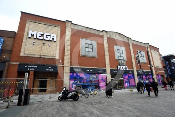 The new Mega City that will be opening on Slough High Street . It will feature lots of entertainment and games facilities. Signage has now gone up. 