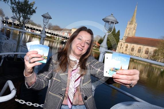 Emma Sweet &ndash; business story about her playing card business Ace Places (Marlow and Henley packs).-  beside Marlow Bridge & All Saints Church 