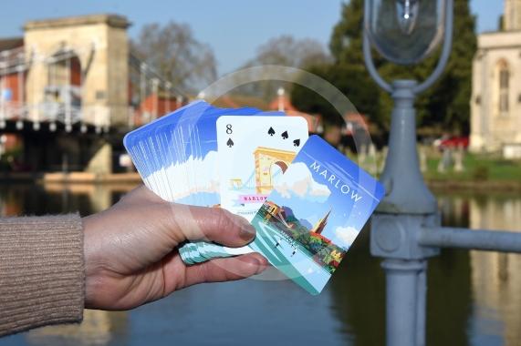 Emma Sweet &ndash; business story about her playing card business Ace Places (Marlow and Henley packs).-  beside Marlow Bridge & All Saints Church 