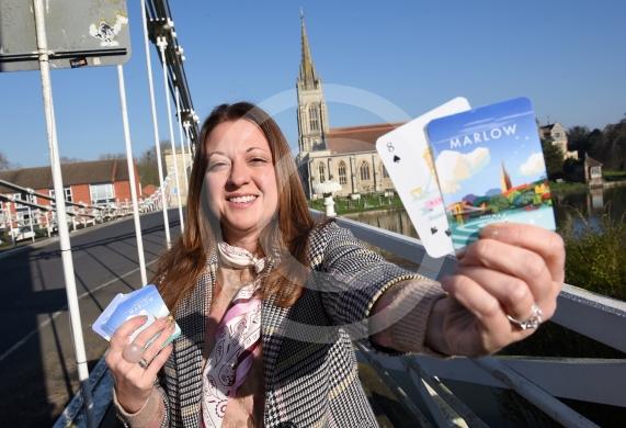 Emma Sweet &ndash; business story about her playing card business Ace Places (Marlow and Henley packs).-  beside Marlow Bridge & All Saints Church 