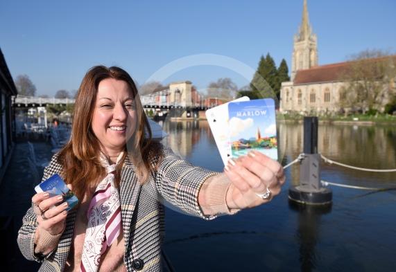Emma Sweet &ndash; business story about her playing card business Ace Places (Marlow and Henley packs).-  beside Marlow Bridge & All Saints Church 