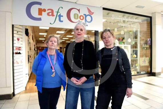 Craft Coop Maidenhead, Nicholsons CentreThe Craft Coop is appealing for help to find a new home ahead of the closure of the Nicholsons Centre.L-R Anne Briggs (Manager), Teresa Mills (Director), Izabela Ignatowska (Manager)